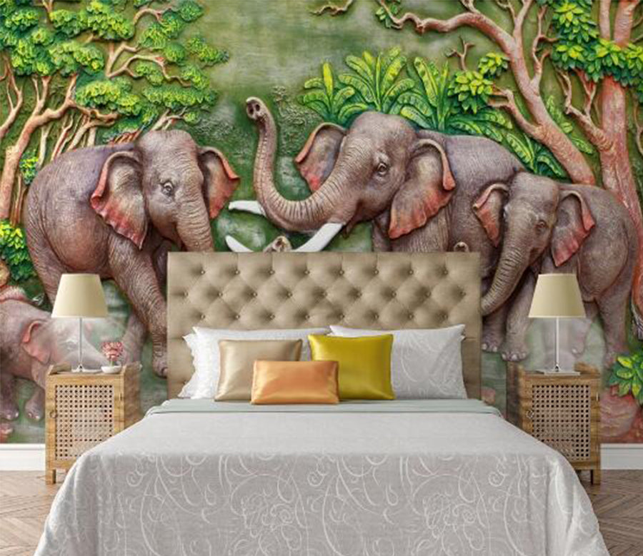 3D Embossed Elephant WC778 Wall Murals
