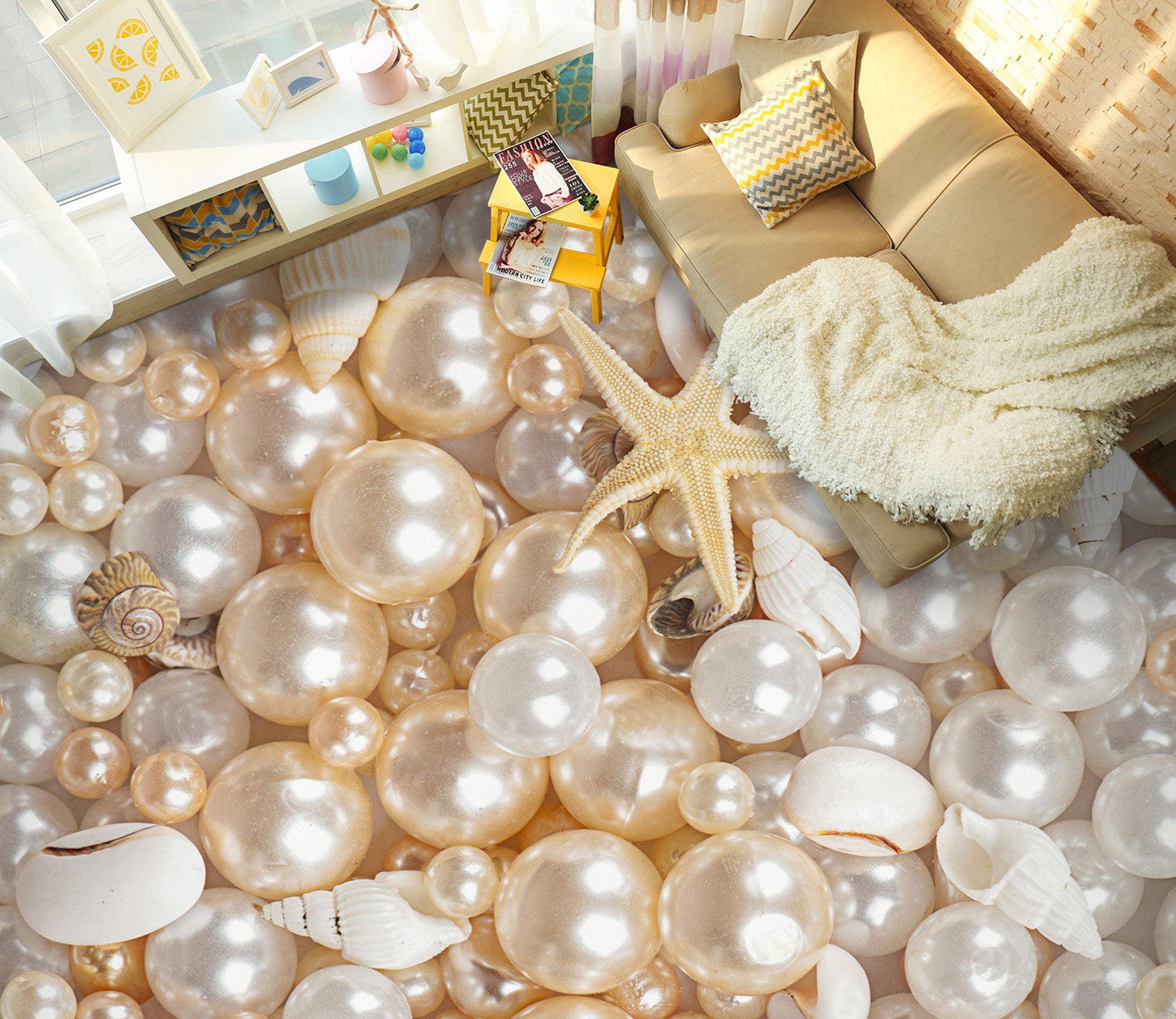 3D Expensive Pearls 1405 Floor Mural  Wallpaper Murals Self-Adhesive Removable Print Epoxy