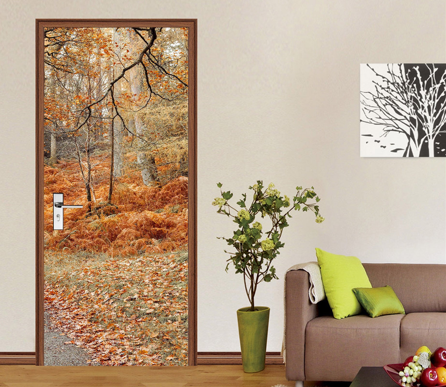 3D Fallen Leaves Trees 10211 Assaf Frank Door Mural
