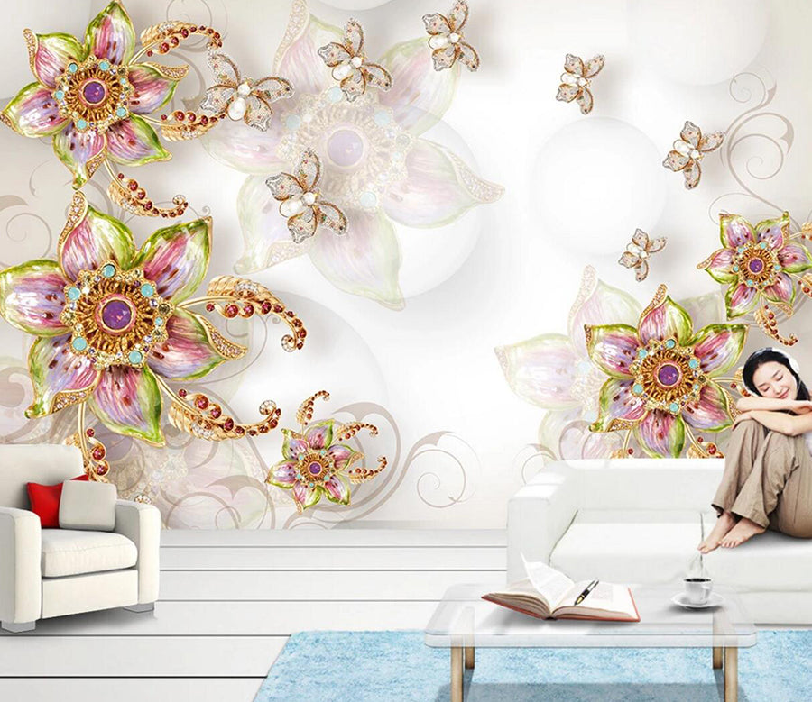 3D Crystal Butterfly WC301 Wall Murals