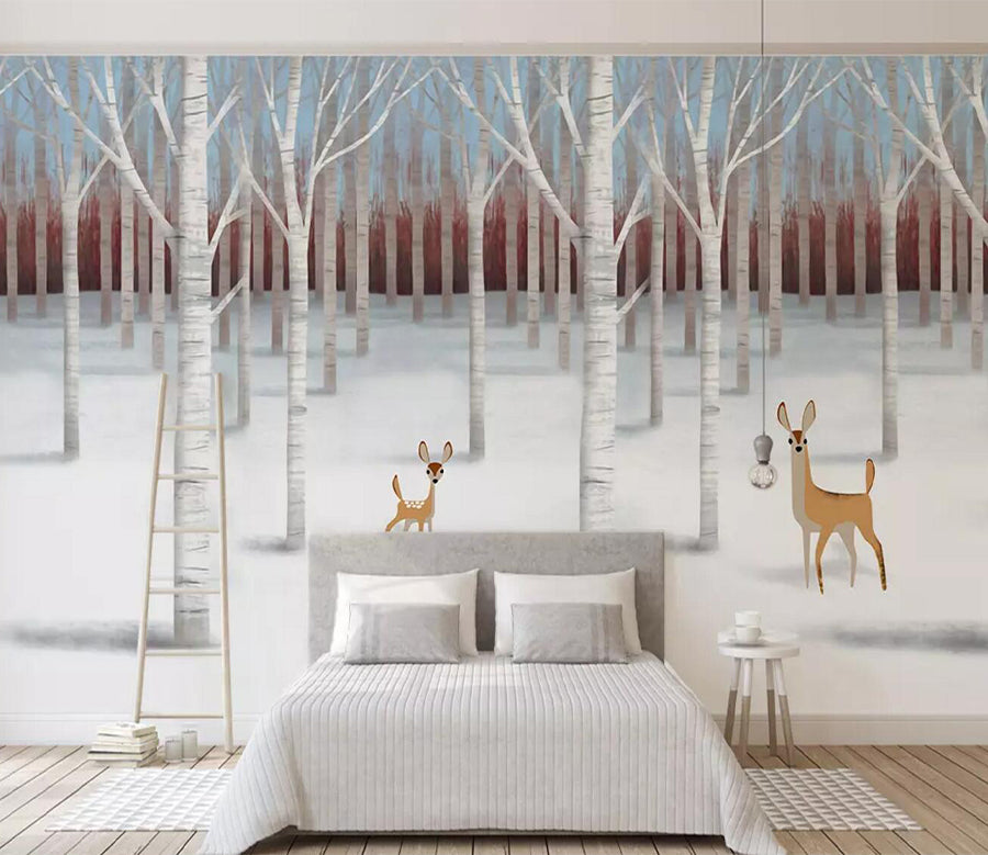 3D Deer Forest WC395 Wall Murals