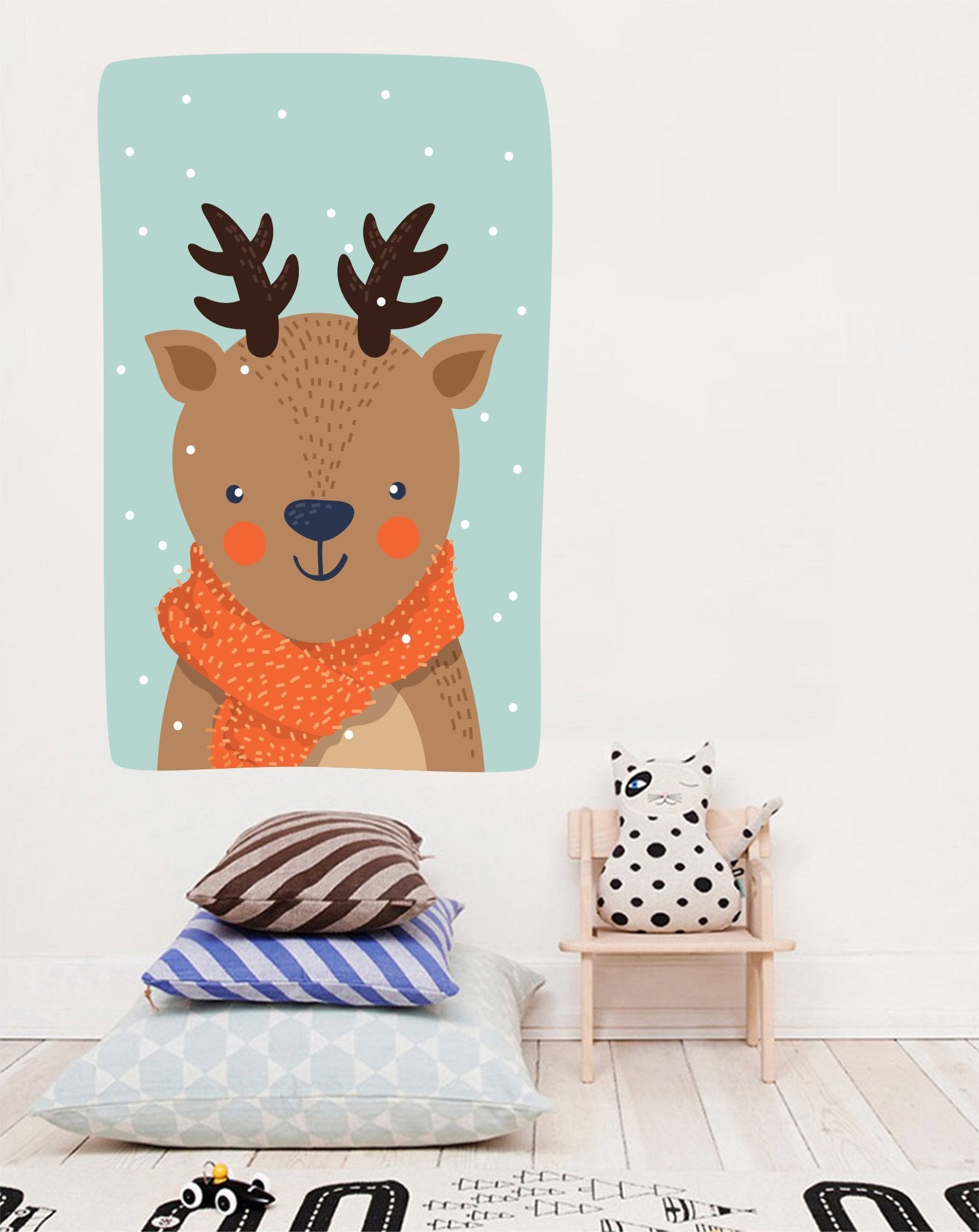 3D Cute Deer Scarf 106 Wall Stickers