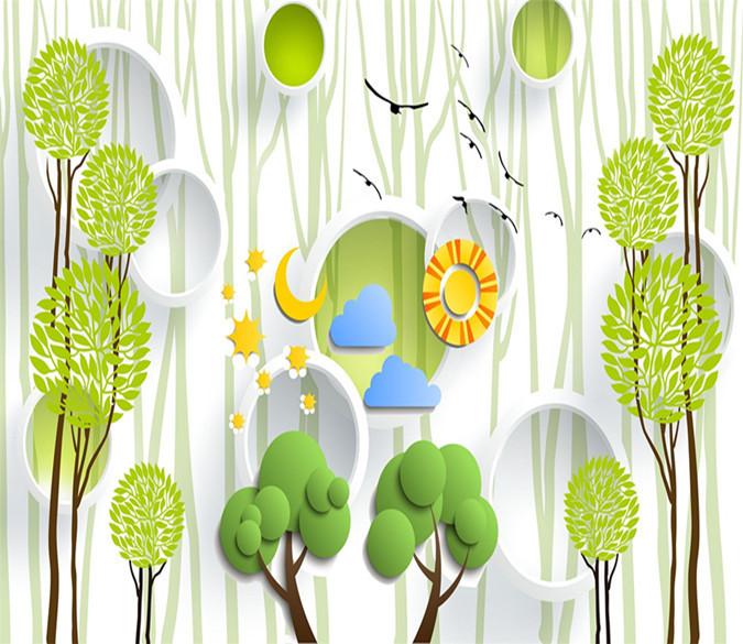 3D Dainty Green Trees 043