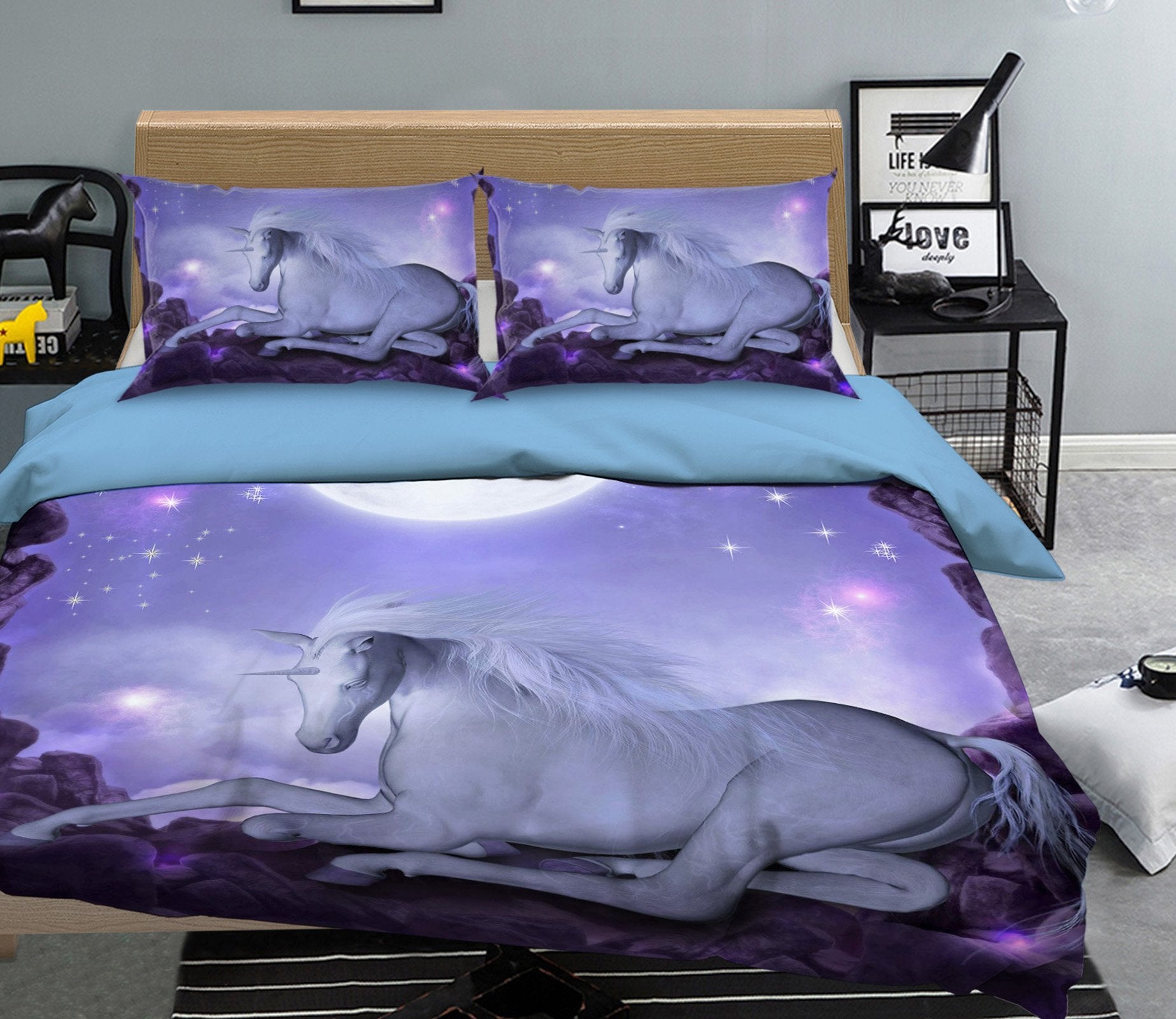3D Fabulous Unicorn 022 Bed Pillowcases Quilt