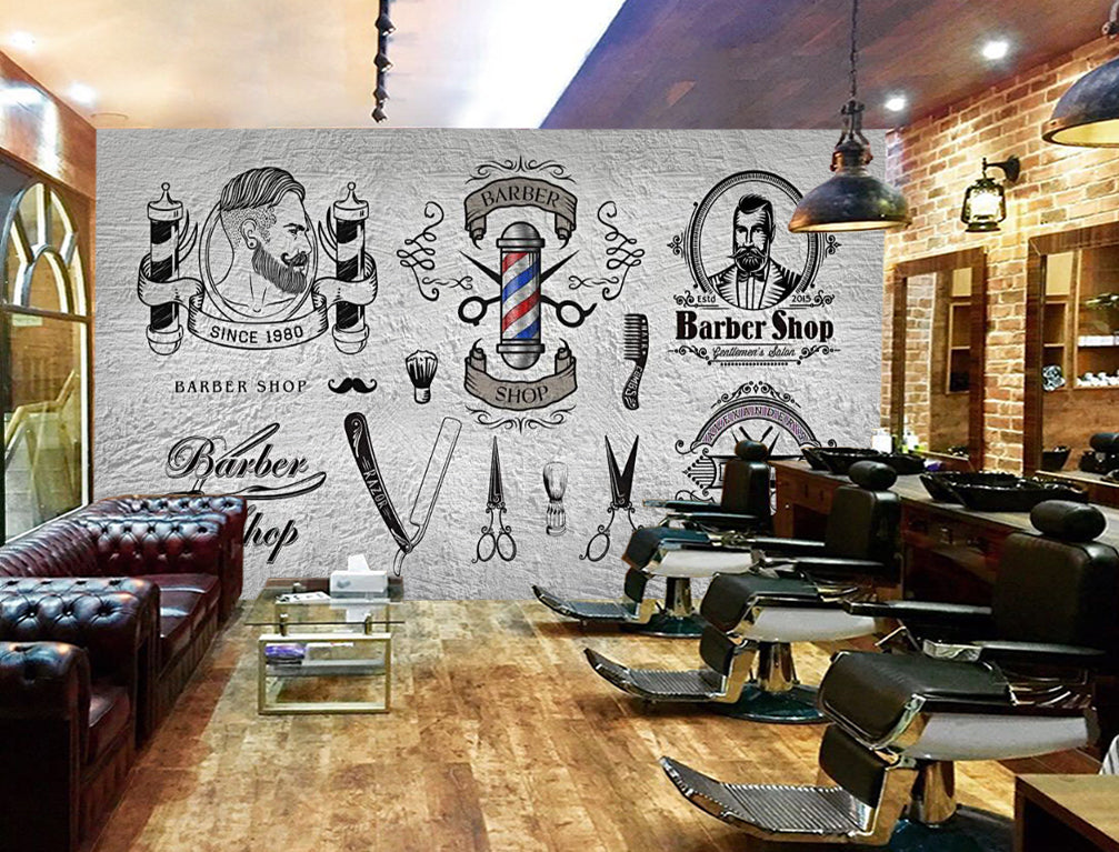 3D Cute Scissors 1417 Barber Shop Wall Murals