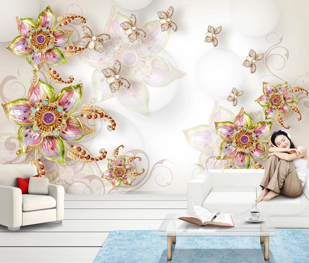 3D Crystal Butterfly WC301 Wall Murals