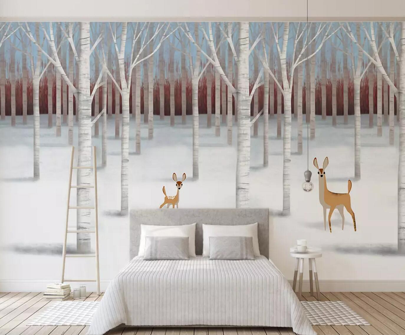 3D Deer Forest WC395 Wall Murals