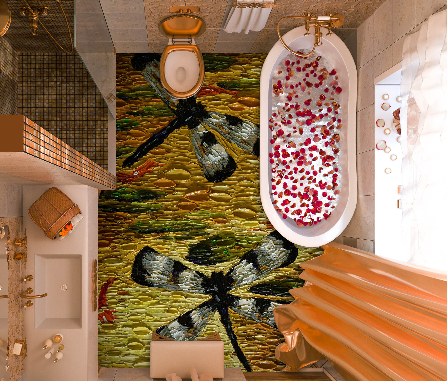 3D Dragonfly 102182 Dena Tollefson Floor Mural  Wallpaper Murals Self-Adhesive Removable Print Epoxy