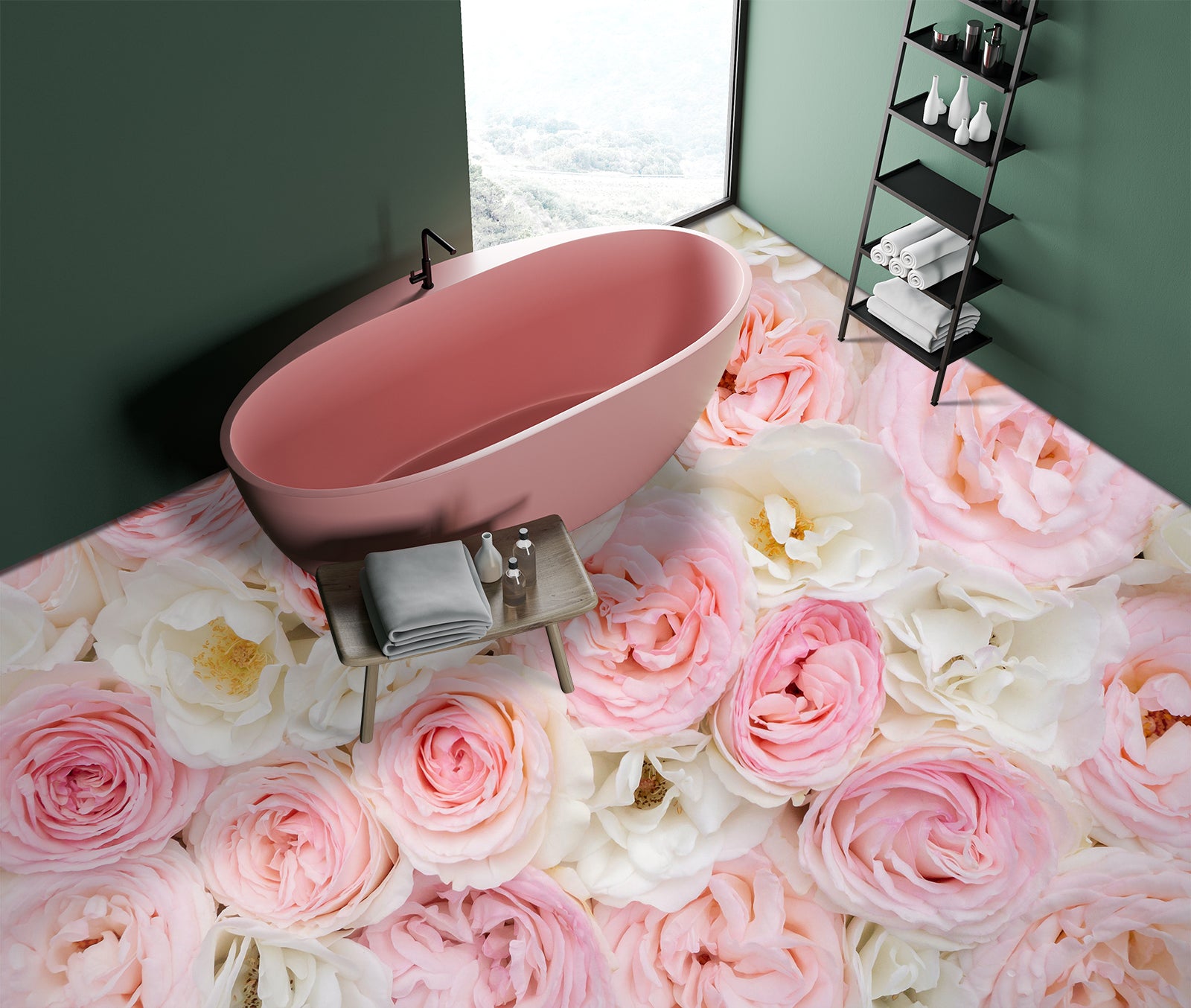 3D Elegant Pink Flowers 478 Floor Mural  Wallpaper Murals Rug & Mat Print Epoxy waterproof bath floor