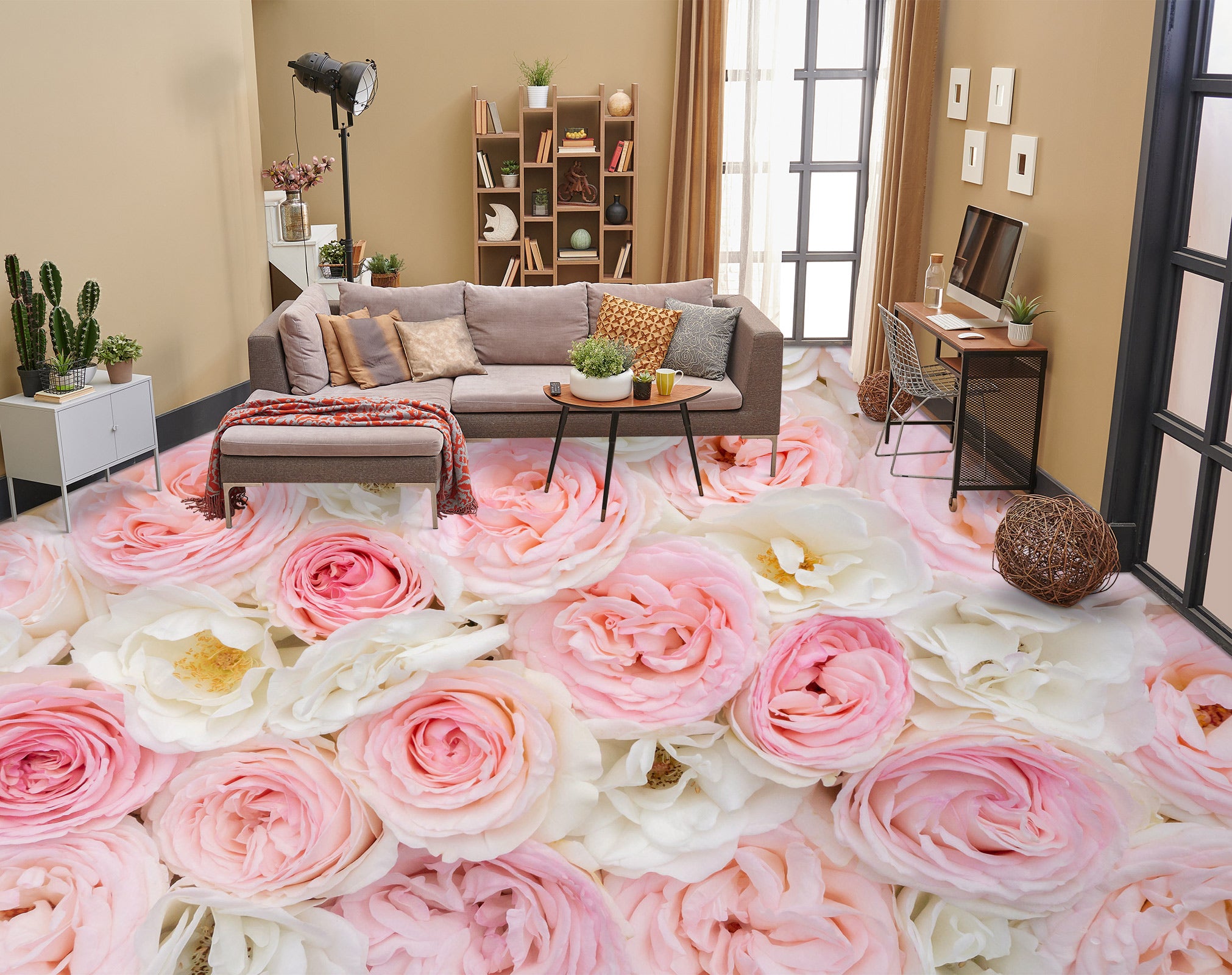 3D Elegant Pink Flowers 478 Floor Mural  Wallpaper Murals Rug & Mat Print Epoxy waterproof bath floor